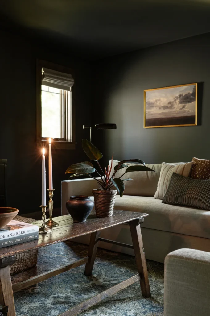 Dark Green Ceiling Adds Depth and Drama