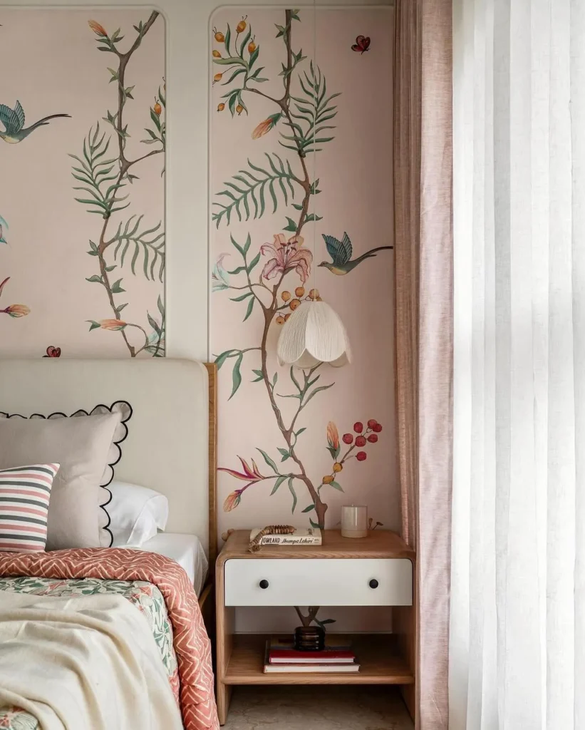 Floral Accent Wall for a Touch of Romance