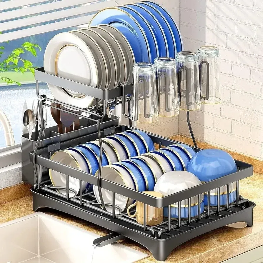 Compact dish drying rack