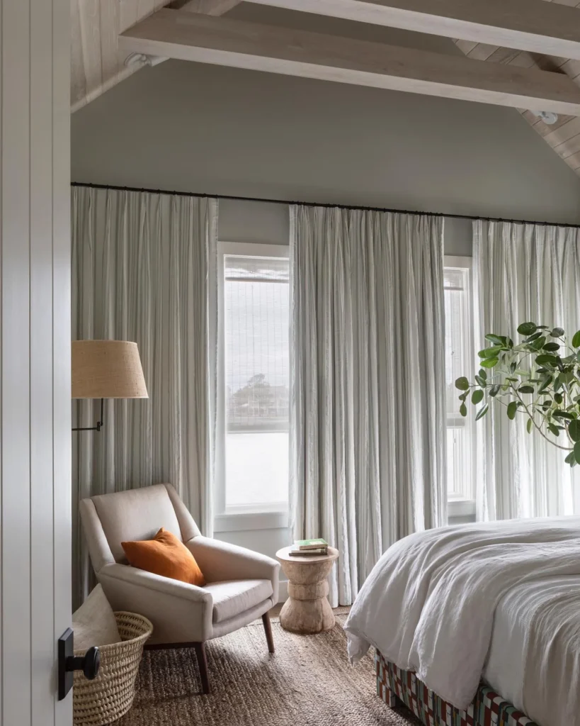 Striped Linen Curtains and Cozy Corner