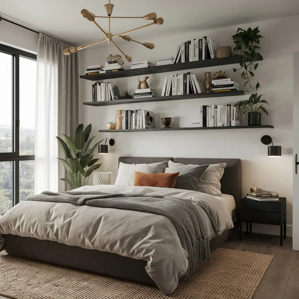 Floating Shelves for a Sleek Bedroom Look
