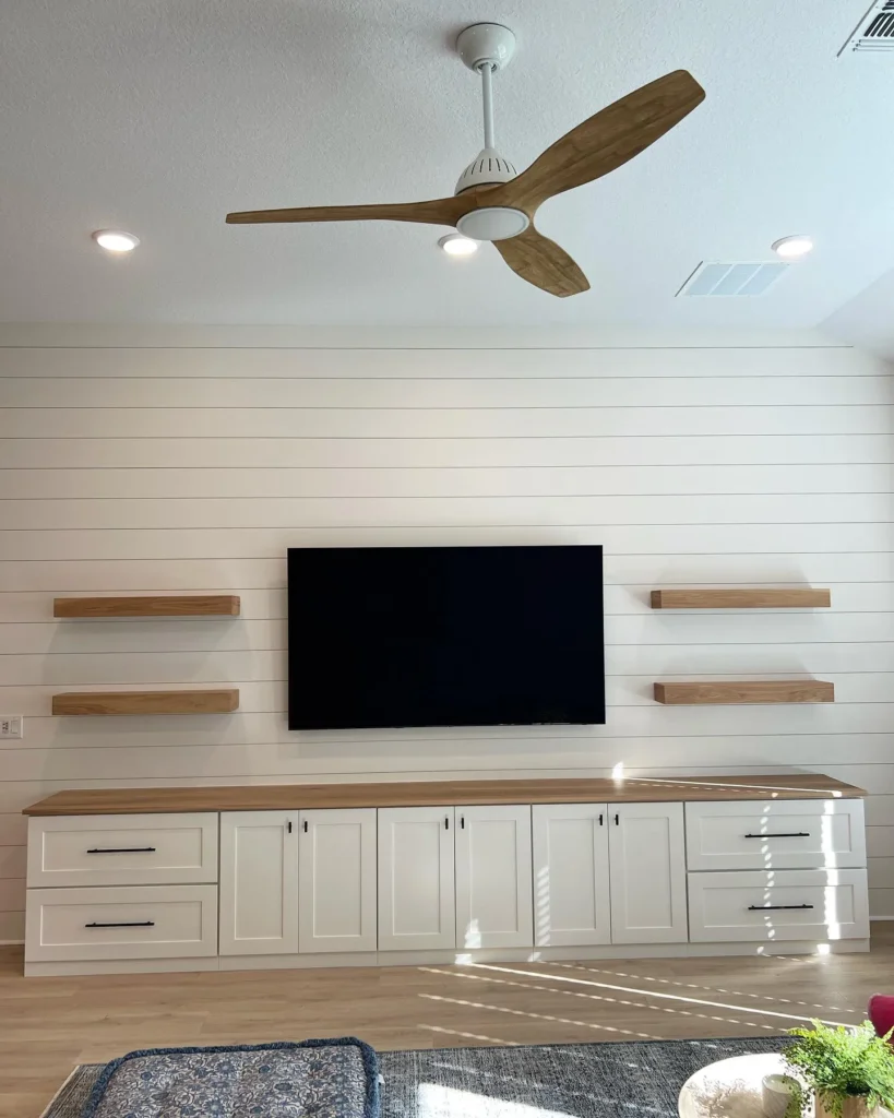 White Shiplap TV Wall
