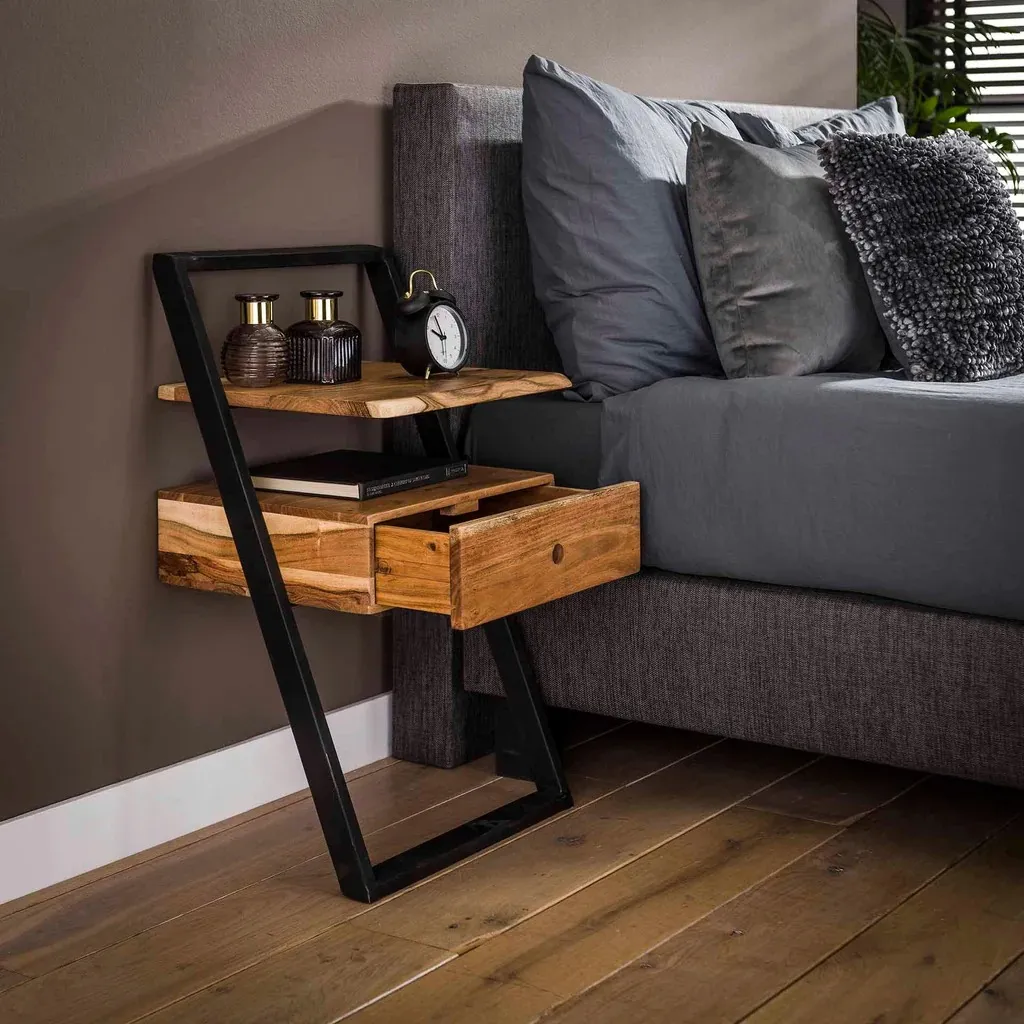 Rustic Bedside Table with Modern Charm