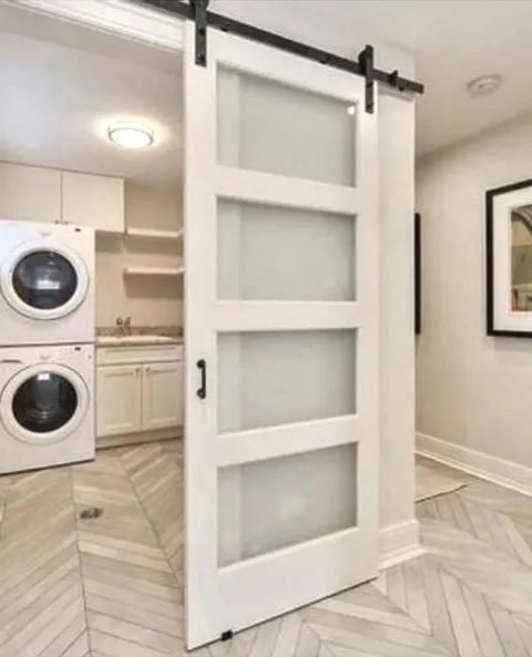 Sliding Barn Door to Hide Laundry