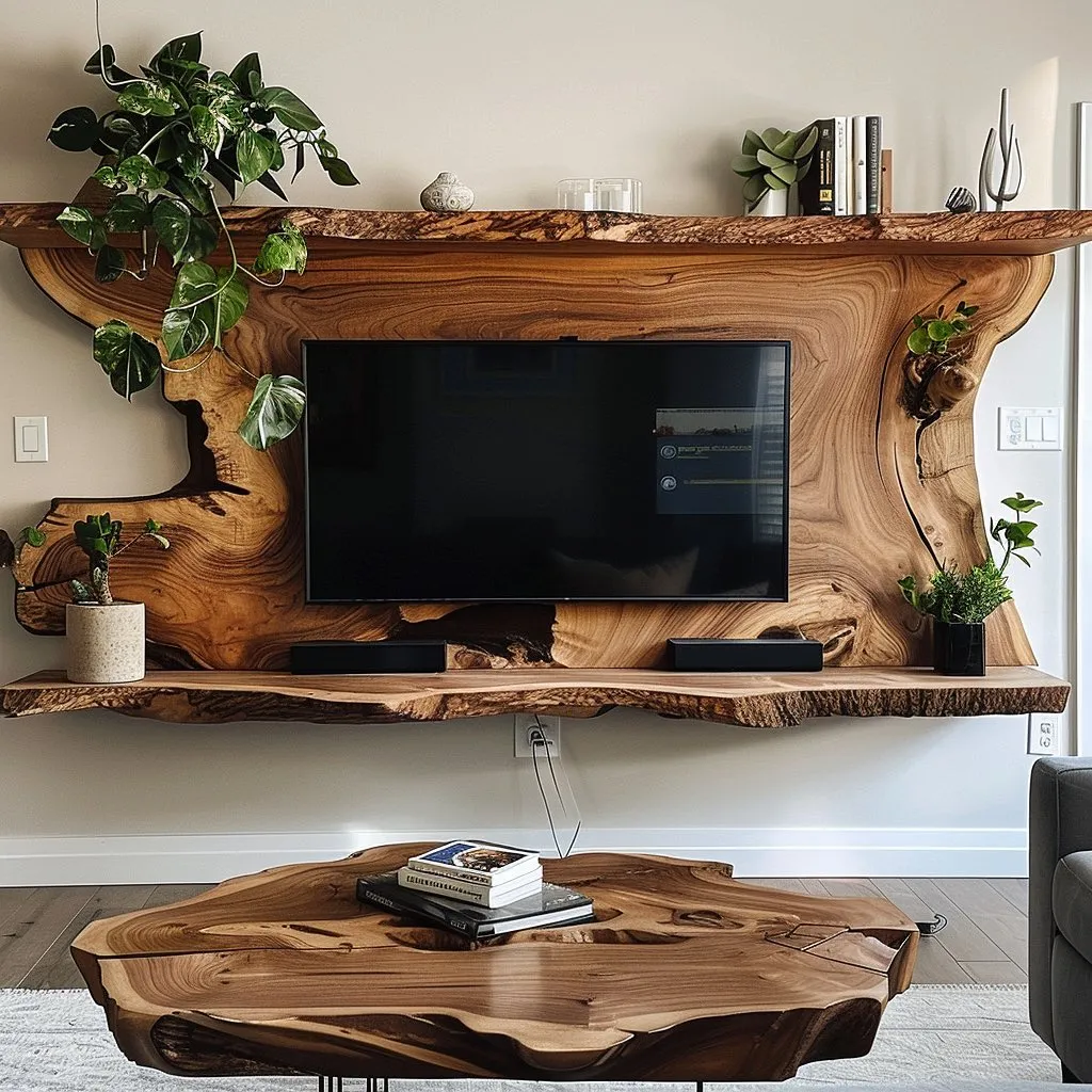 Modern Media Cabinet with Natural Wood Finish