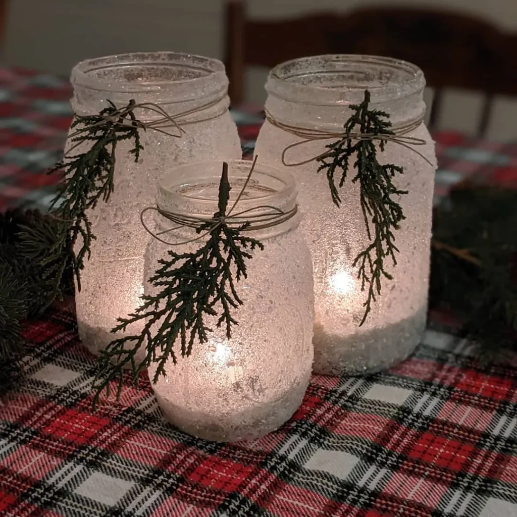 Frosted Mason Jar Luminaries

