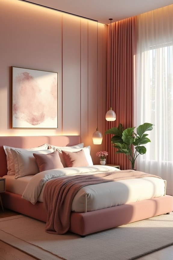 blush pink lighting accentuation