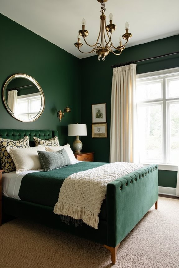 brass accents in dark green