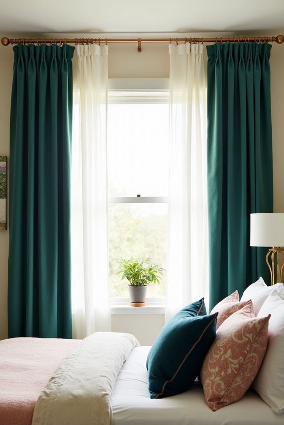 colorful layered window treatments