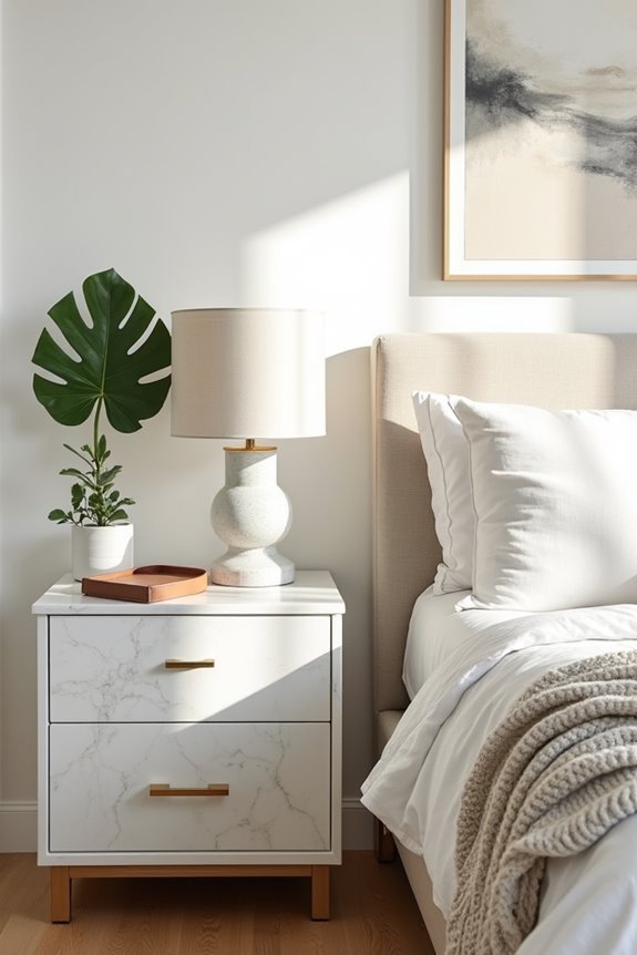 elegant white marble nightstands