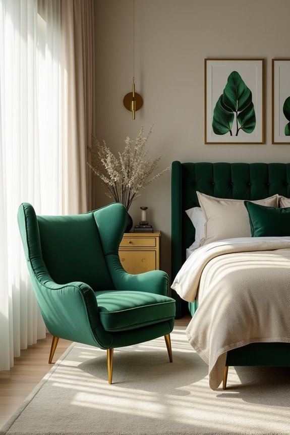 emerald wingback chair elegance