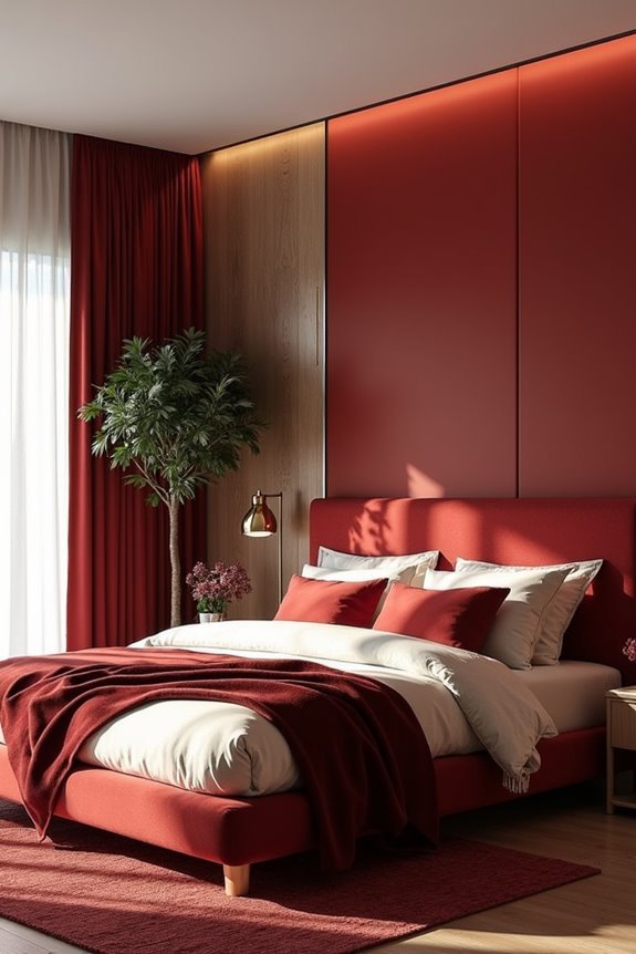 energizing red bedroom decor