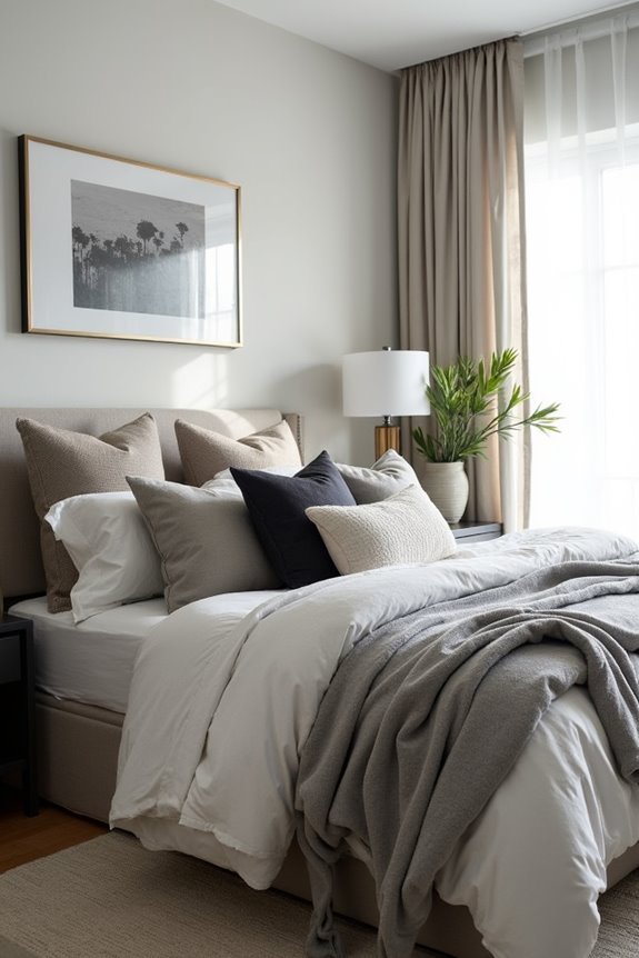 layered textured gray pillows