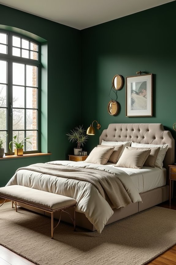 luxurious dark green bedroom