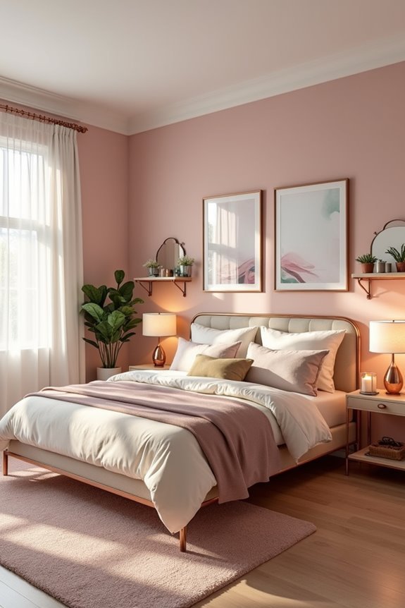 rose gold bedroom elegance