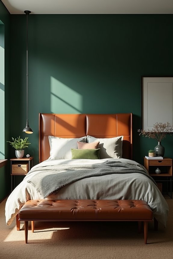 sophisticated dark green leather