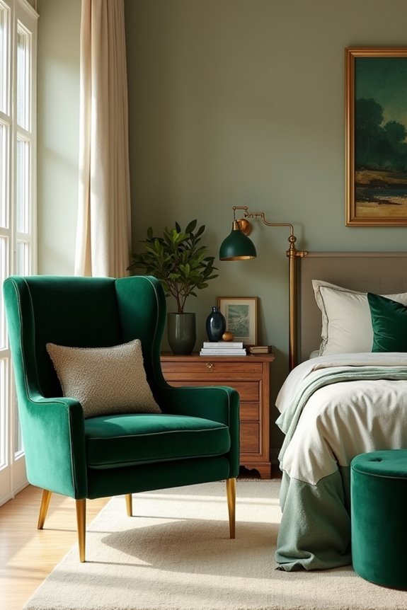 sophisticated emerald wingback chair