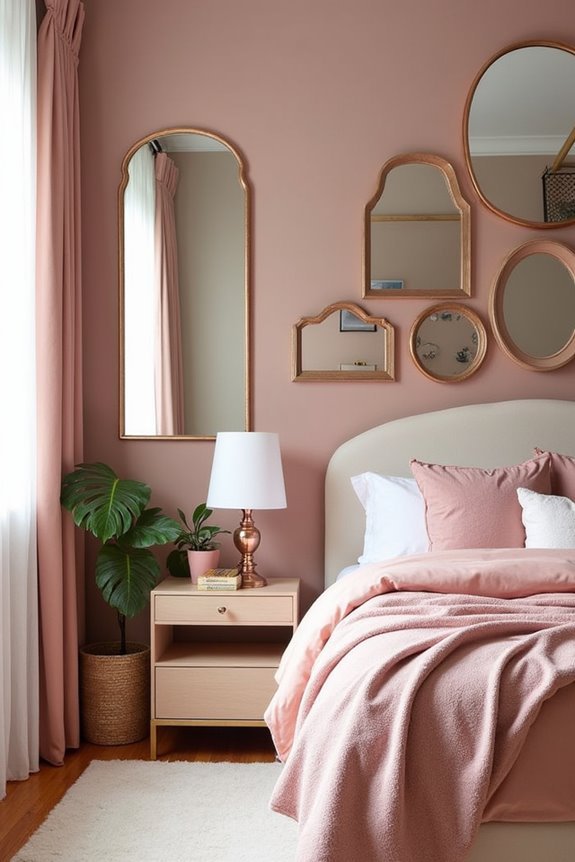 stylish reflective bedroom accents