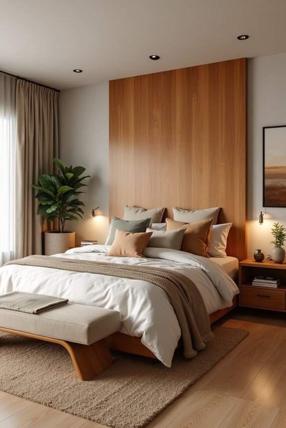 warm wood bedroom centerpiece