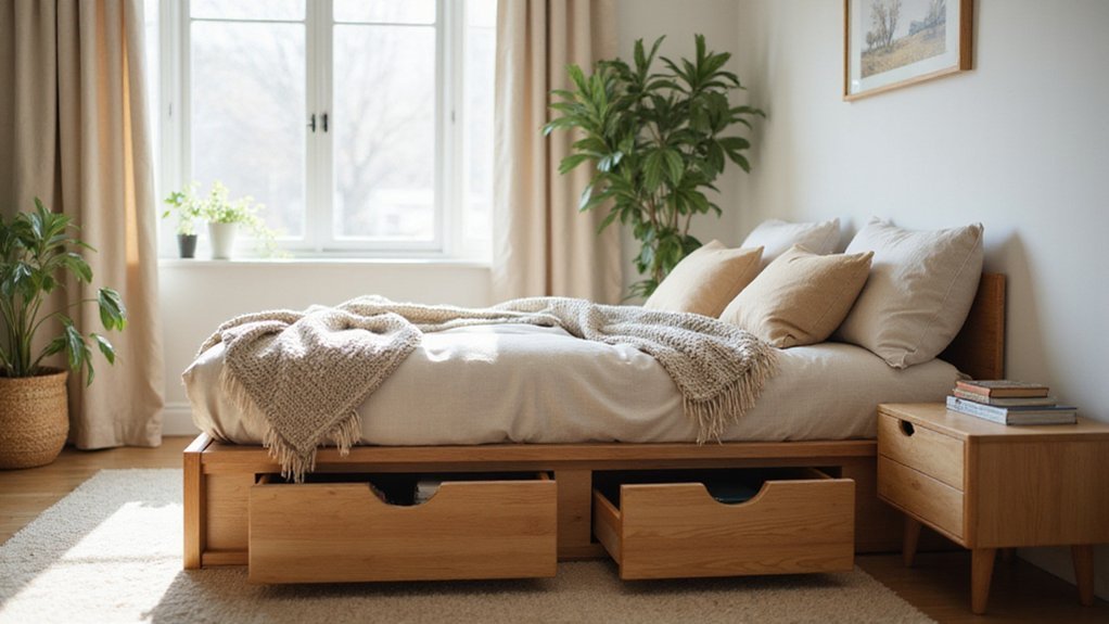 twin beds with storage